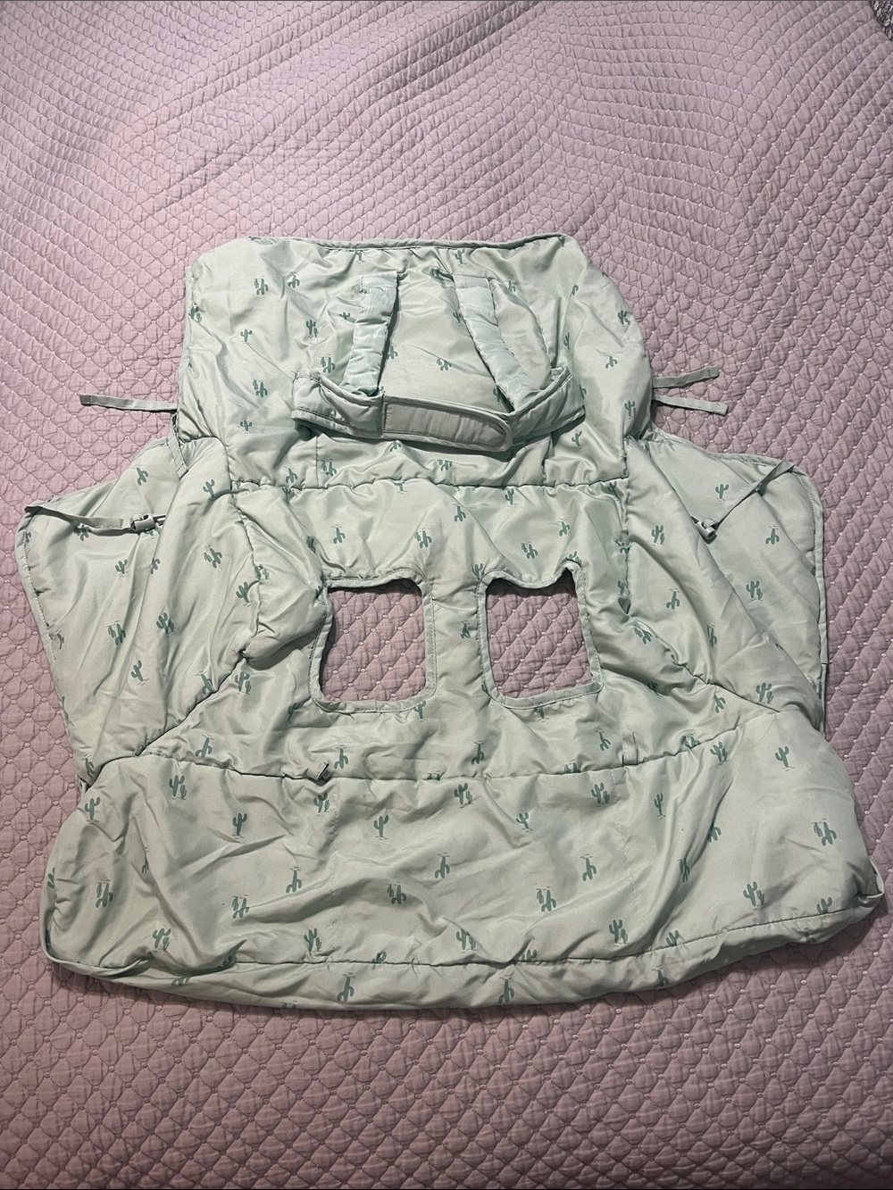 Light Sage Baby Car Seat Cover with Cactus Print